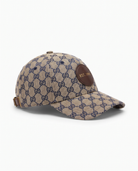 Gorra con monograma Gucci — Beige y azul