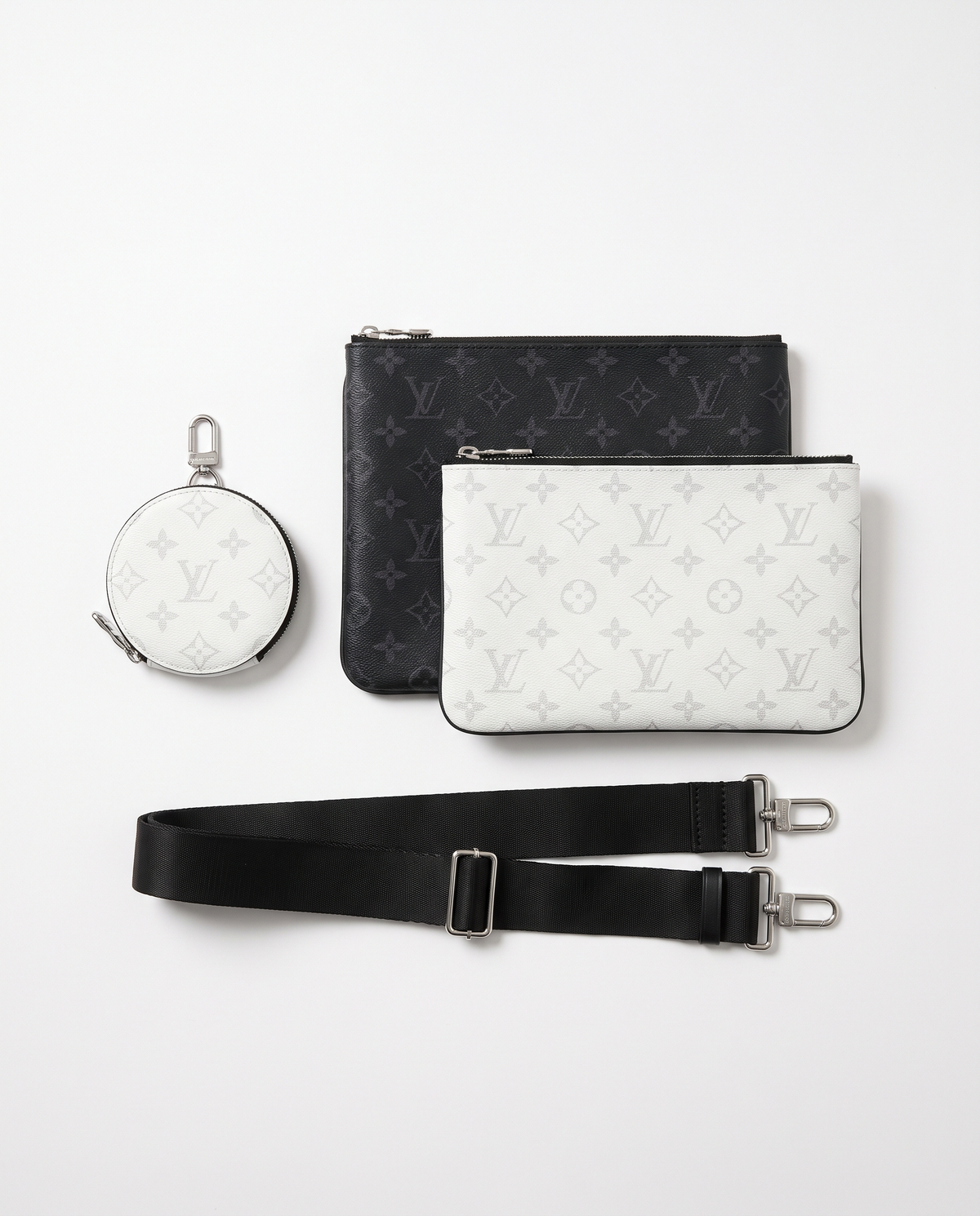 Set 3 piezas con bandolera Louis Vuitton — Negro y blanco