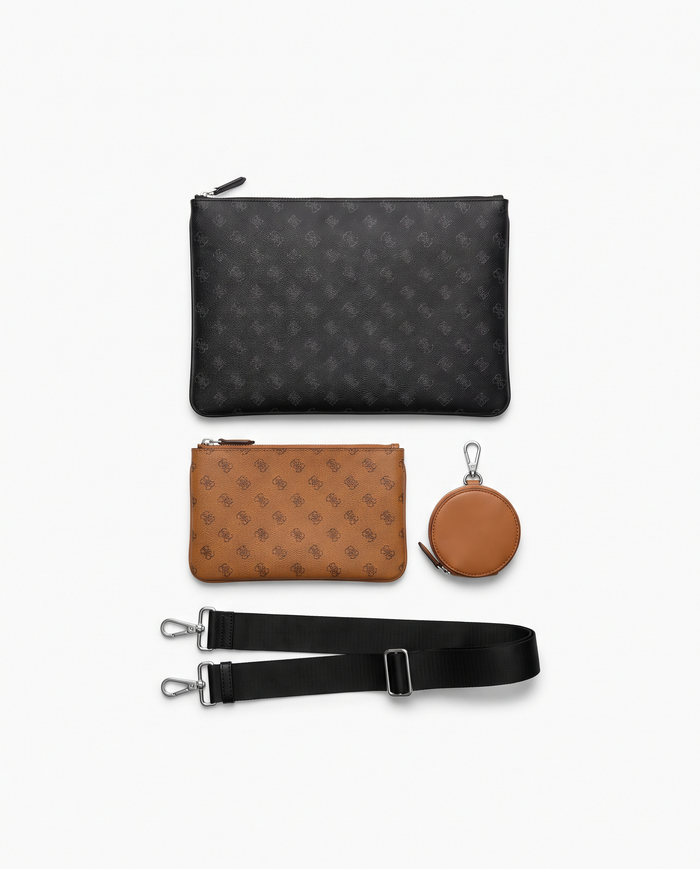 Set 3 piezas con bandolera Louis Vuitton — Negro y marrón