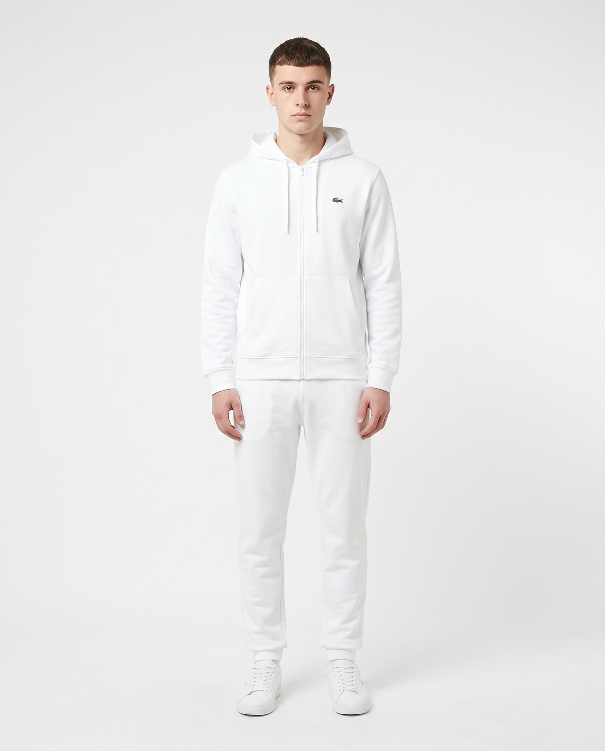 Chándal de algodón Lacoste con cremallera — Blanco