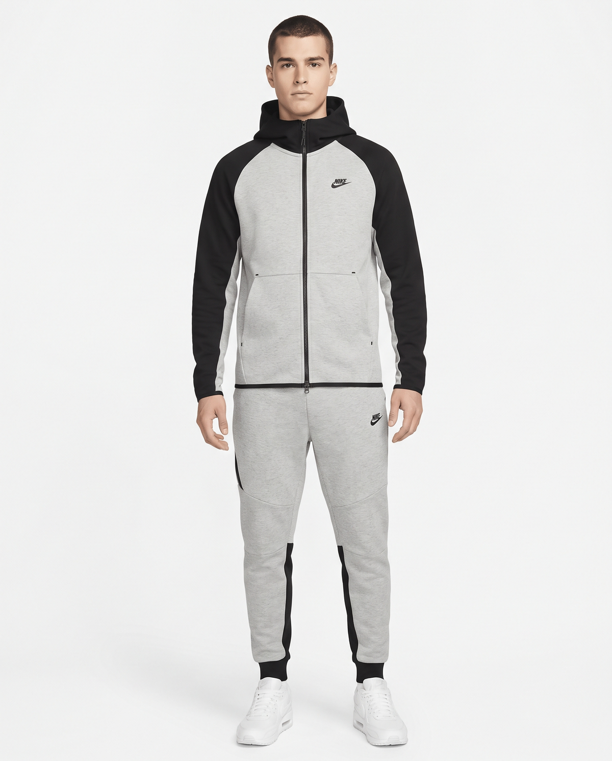 Chándal Nike Tech Fleece — Gris claro y negro