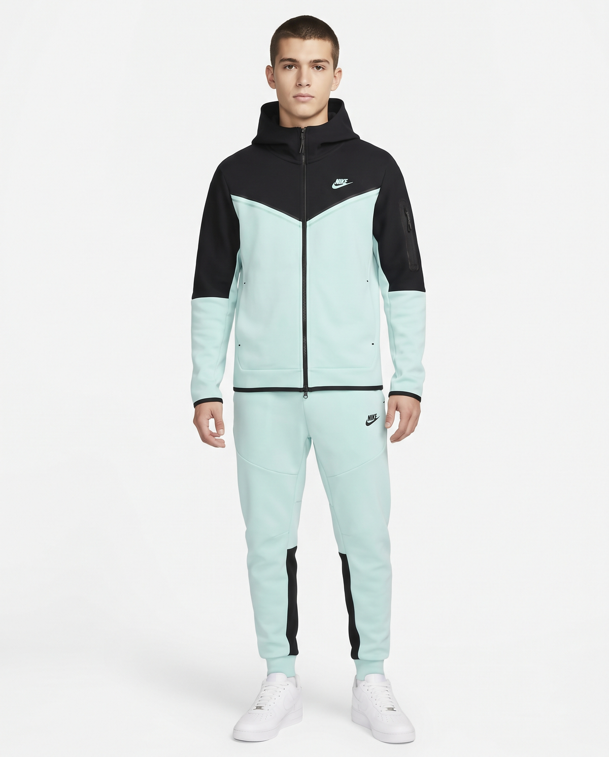 Chándal Nike Tech Fleece — Verde agua y negro