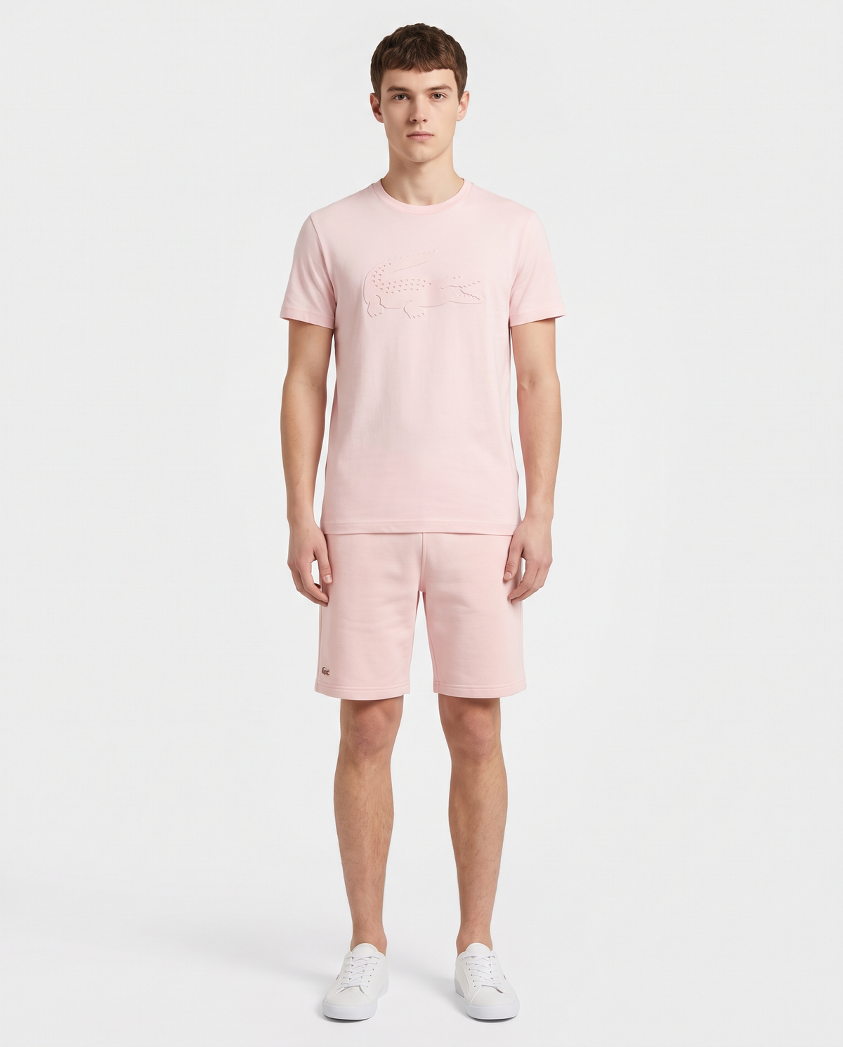 Conjunto de algodón Lacoste camiseta y pantalón corto — Rosa