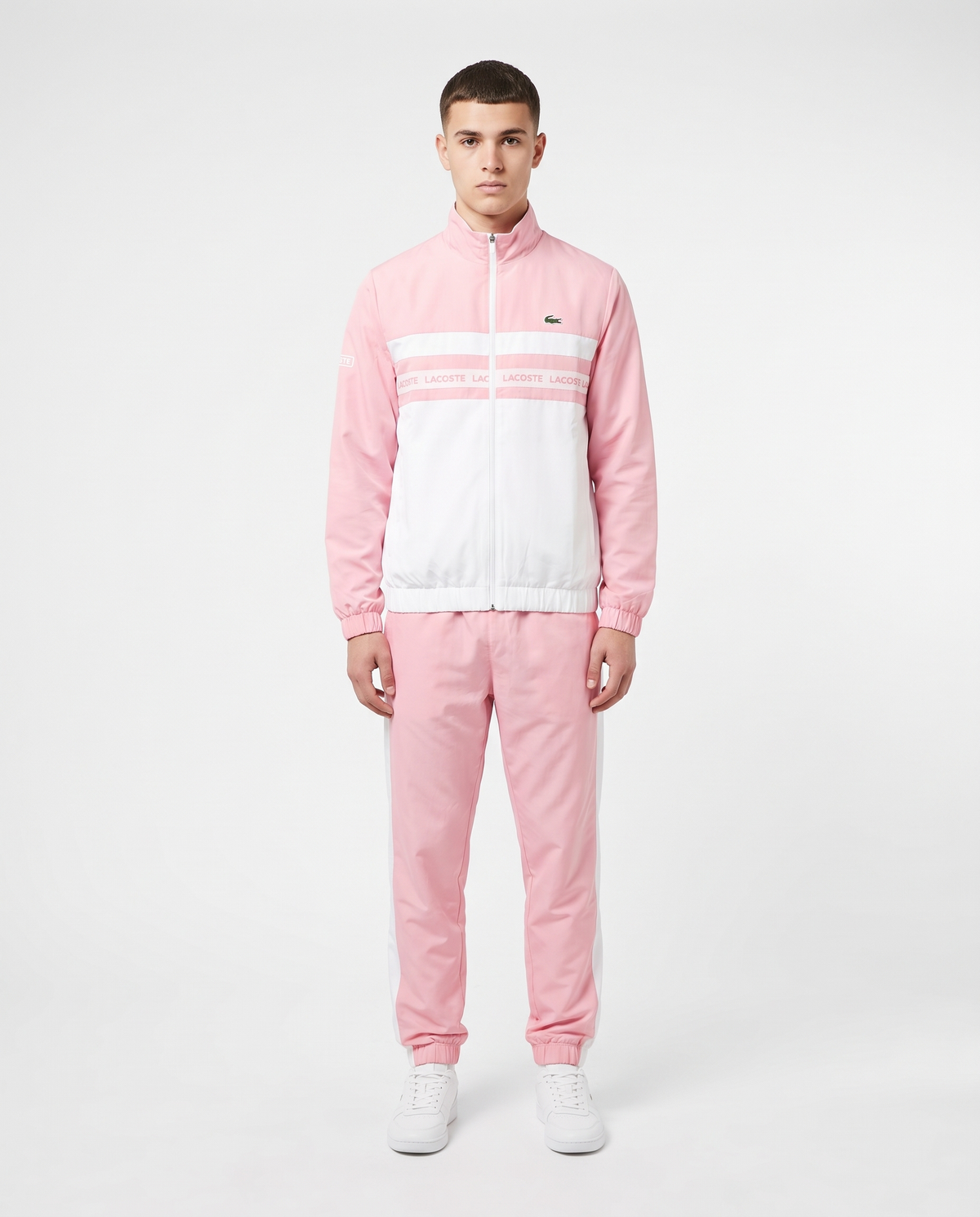 Chándal de poliéster Lacoste — Rosa y blanco