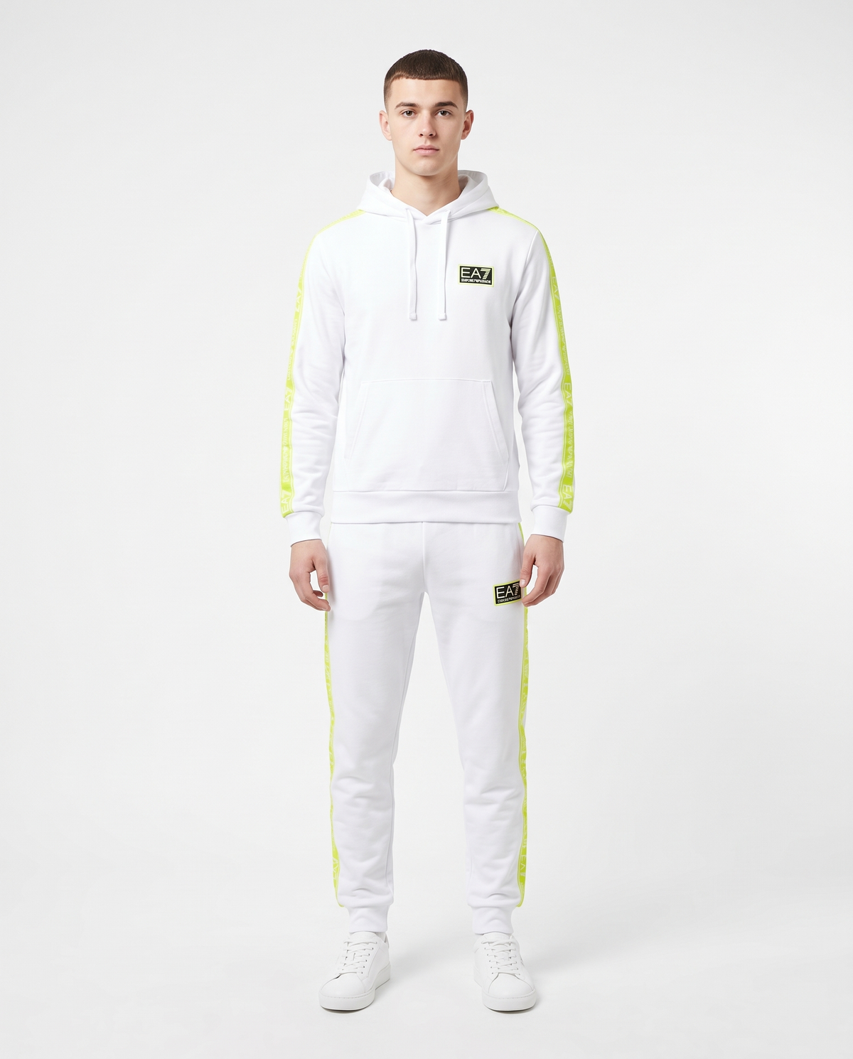Chándal EA7 Emporio Armani — Blanco y lima