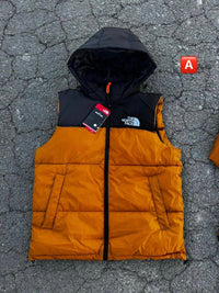 Chaleco acolchado con capucha The North Face — Naranja y negro