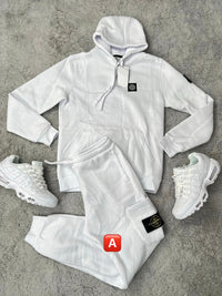 Chándal de algodón con capucha Stone Island — Blanco