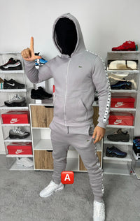 Chándal con cremallera y cinta lateral Lacoste — Gris