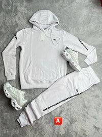 Chándal de algodón con capucha Lacoste — Blanco