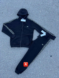 Chándal con cremallera y cinta lateral Lacoste — Negro