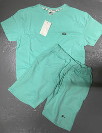 Conjunto camiseta y pantalón corto Lacoste — Verde menta