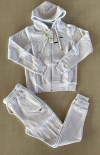 Chándal de algodón Lacoste con cremallera — Blanco