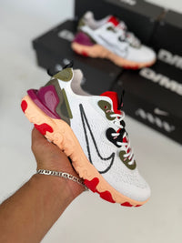 Zapatillas Nike React Vision — Blanco, verde oliva y coral