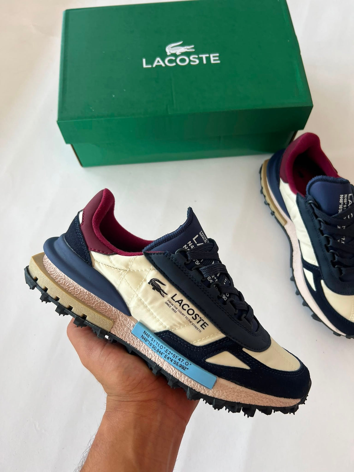 Zapatillas Lacoste Elite Active — Beige y azul marino