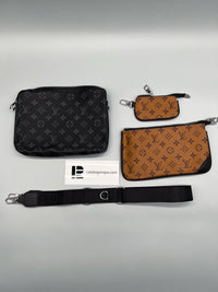 Set 3 piezas con bandolera Louis Vuitton — Negro y marrón