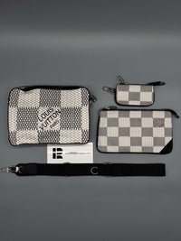 Set 3 piezas con bandolera Louis Vuitton — Blanco y gris