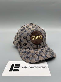 Gorra con monograma Gucci — Beige y azul
