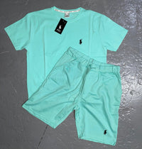 Conjunto camiseta y pantalón corto Ralph Lauren — Verde menta