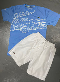 Conjunto camiseta y pantalón corto Lacoste — Azul y blanco